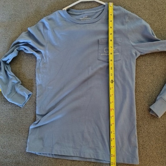 2 Vineyard Vines Boys S 8-10 Long Sleeve Tees - Mint and Sky Blue Logo Pockets - Picture 9 of 14